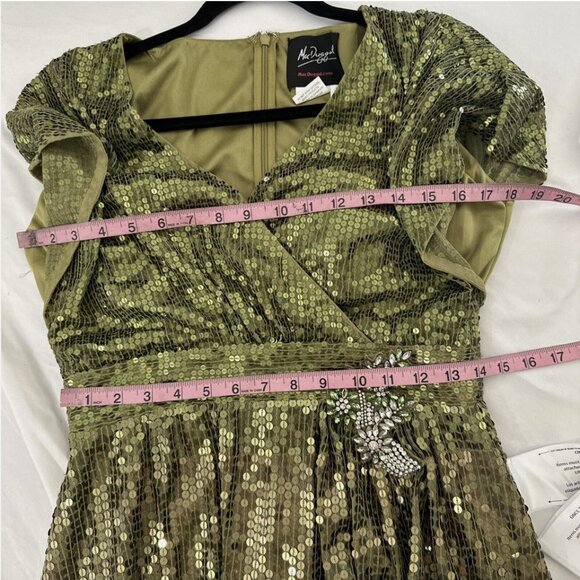 NWT $598 Mac Duggal [ 8 ] Sequined Butterfly Sleeve Wrap Over A Line‎ Gown #Q699 - Picture 3 of 15